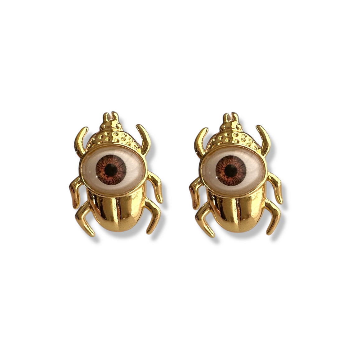 Aretes Escarabajo Ojo Café