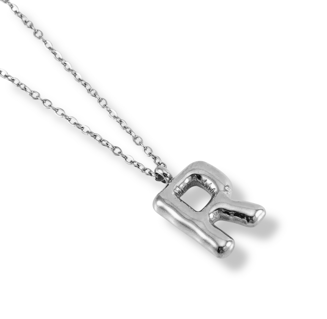 Collar Inicial Globo Plateado
