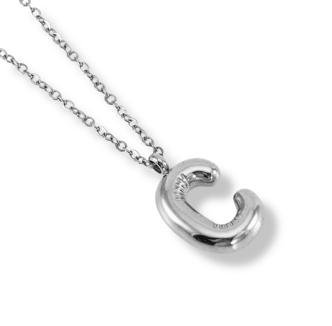 Collar Inicial Globo Plateado
