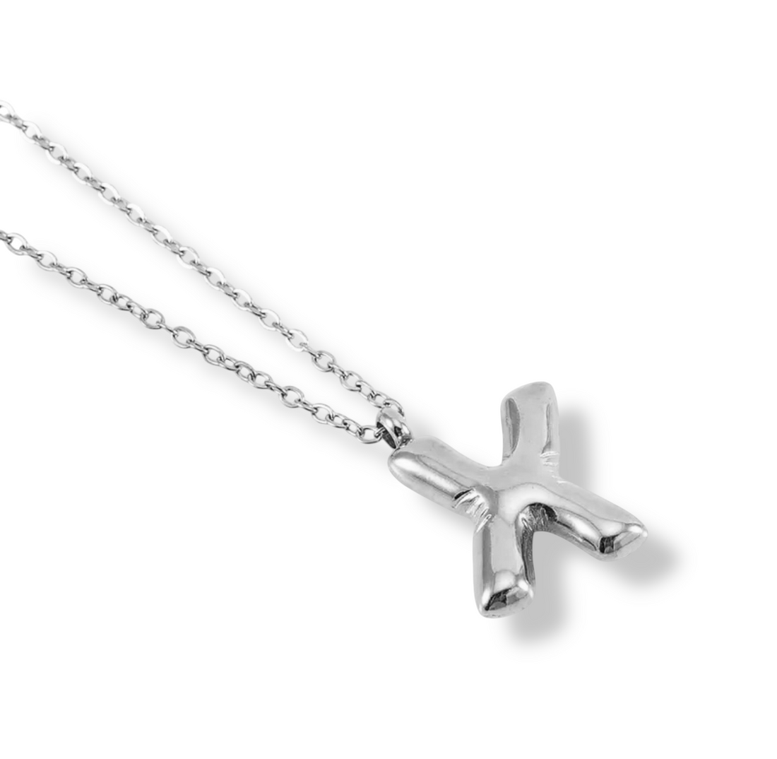 Collar Inicial Globo Plateado