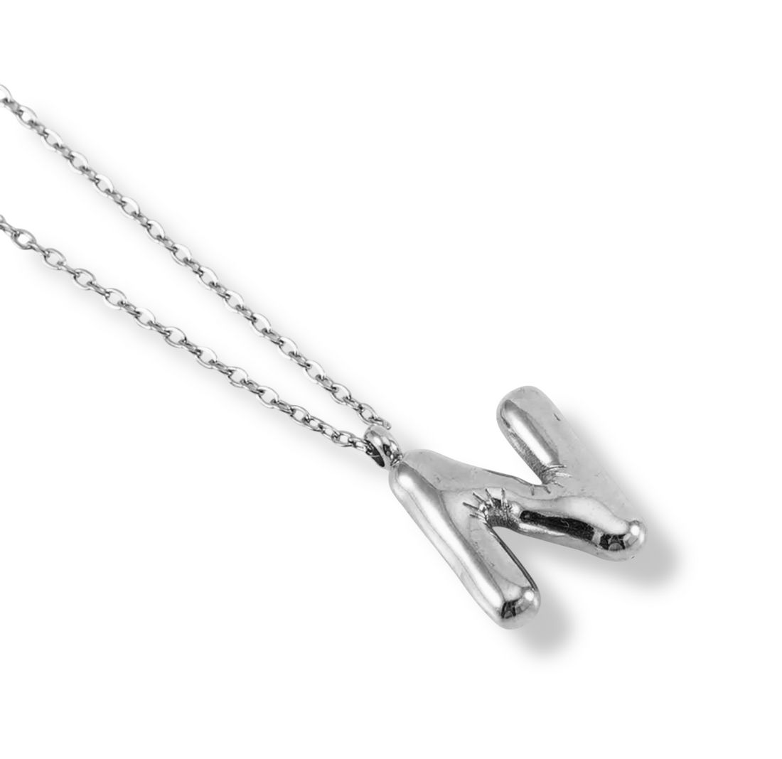 Collar Inicial Globo Plateado