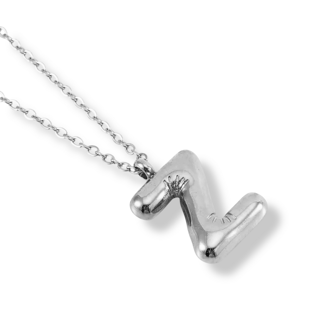 Collar Inicial Globo Plateado