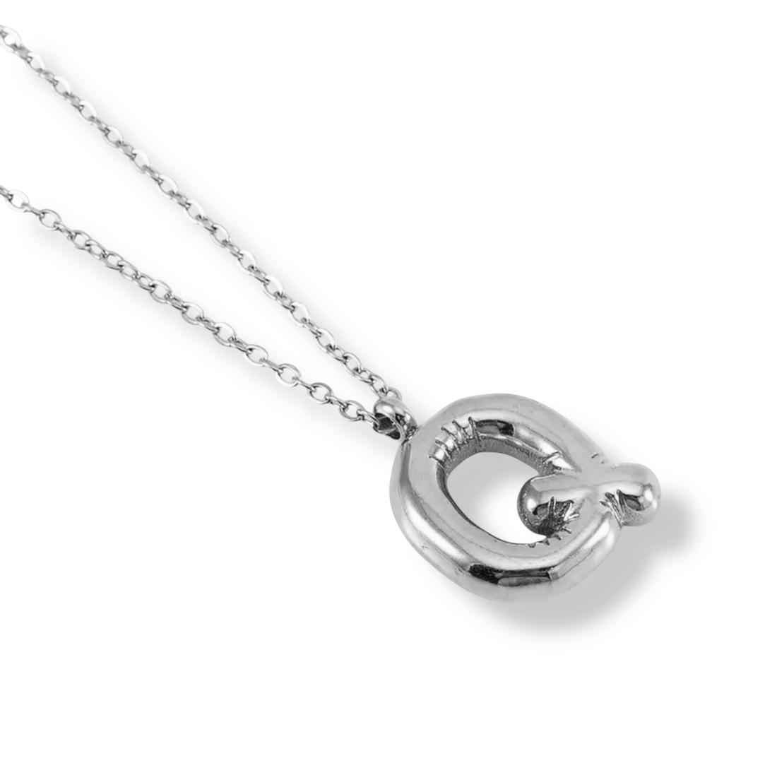 Collar Inicial Globo Plateado