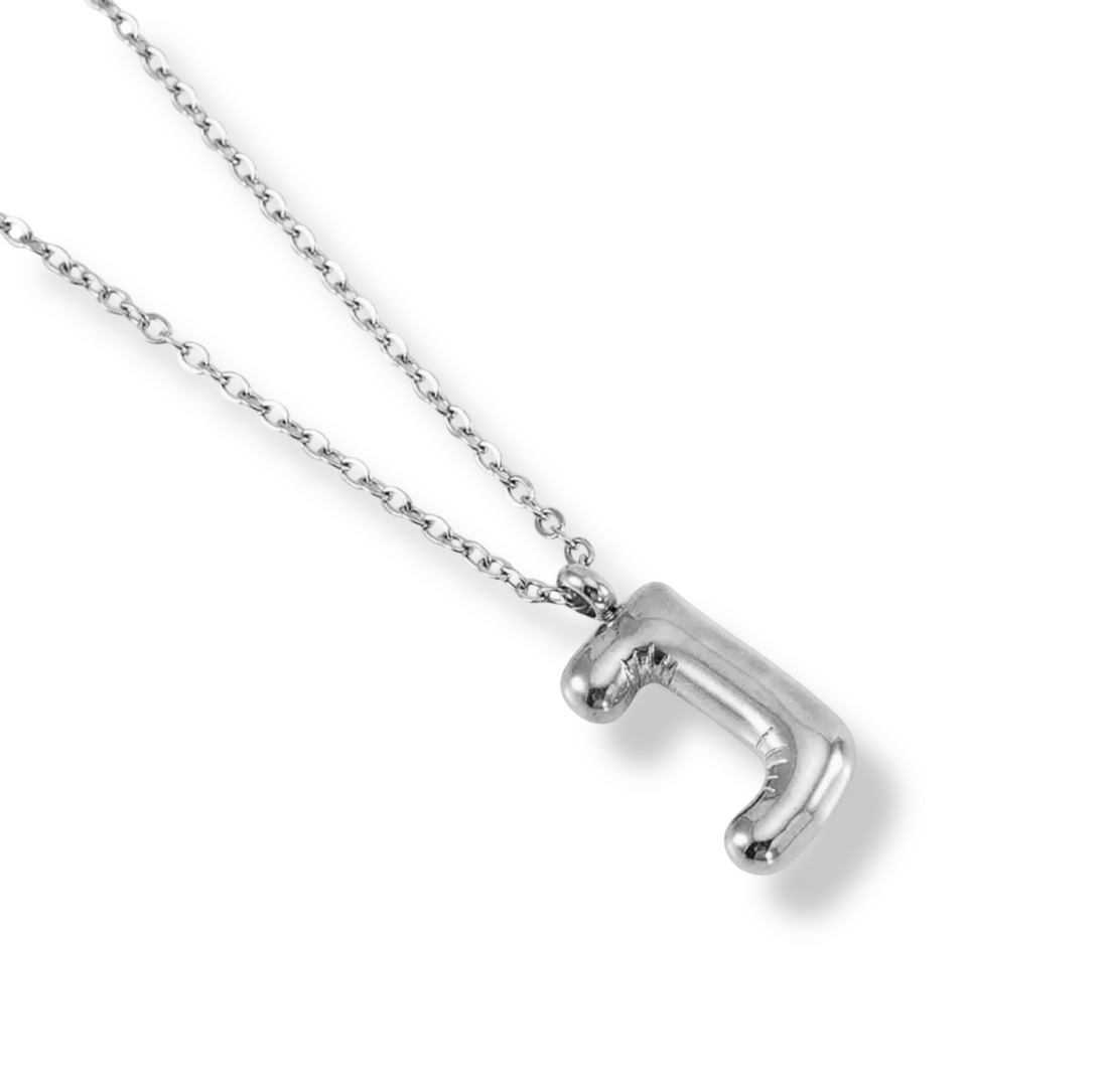 Collar Inicial Globo Plateado