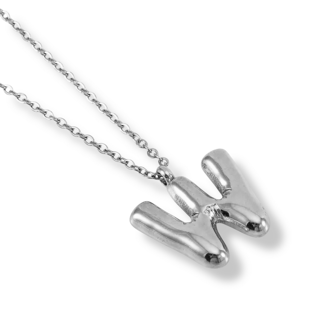 Collar Inicial Globo Plateado