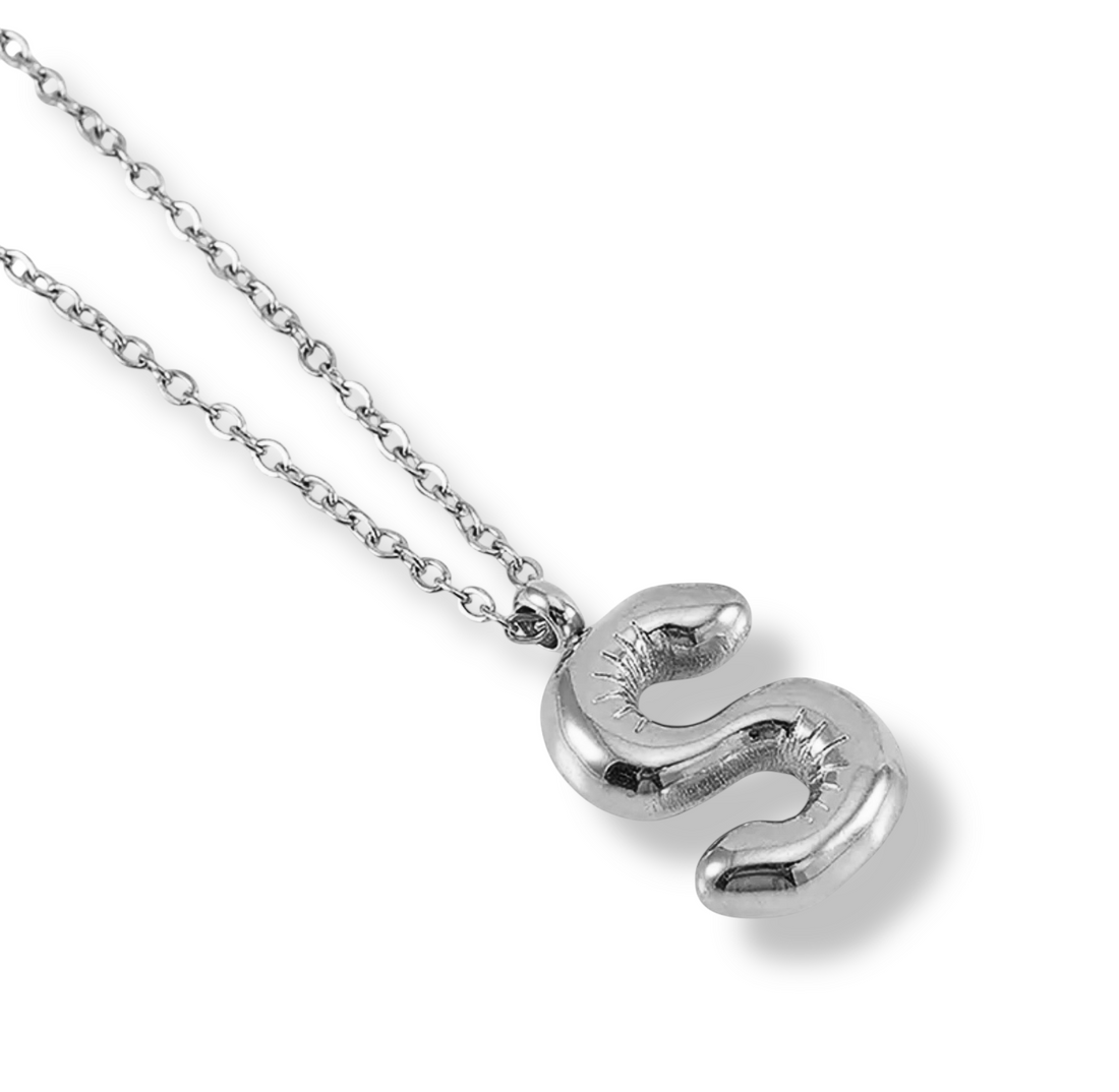 Collar Inicial Globo Plateado