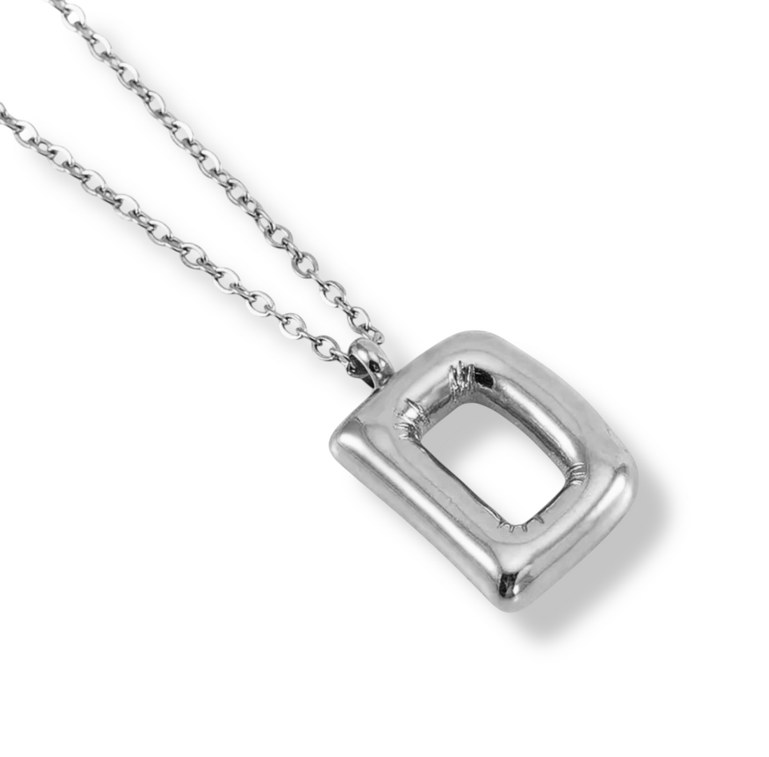 Collar Inicial Globo Plateado
