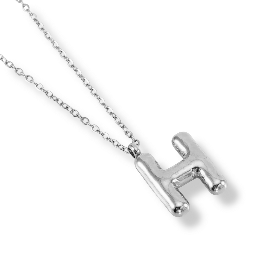 Collar Inicial Globo Plateado
