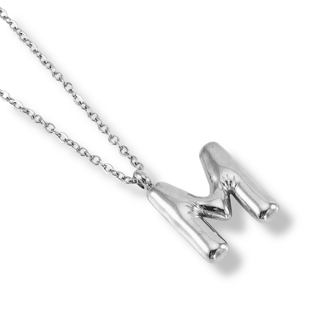 Collar Inicial Globo Plateado