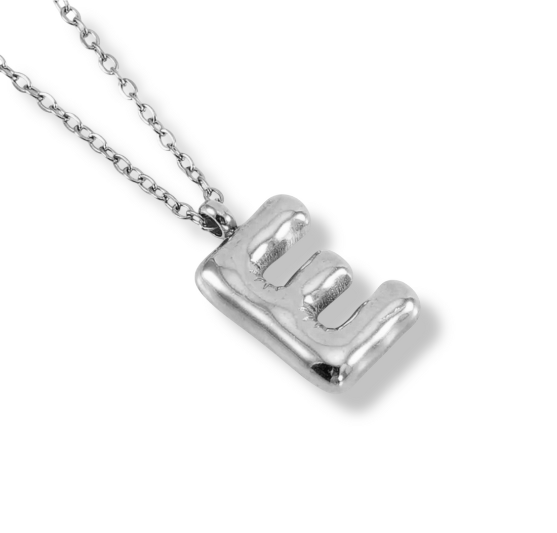 Collar Inicial Globo Plateado
