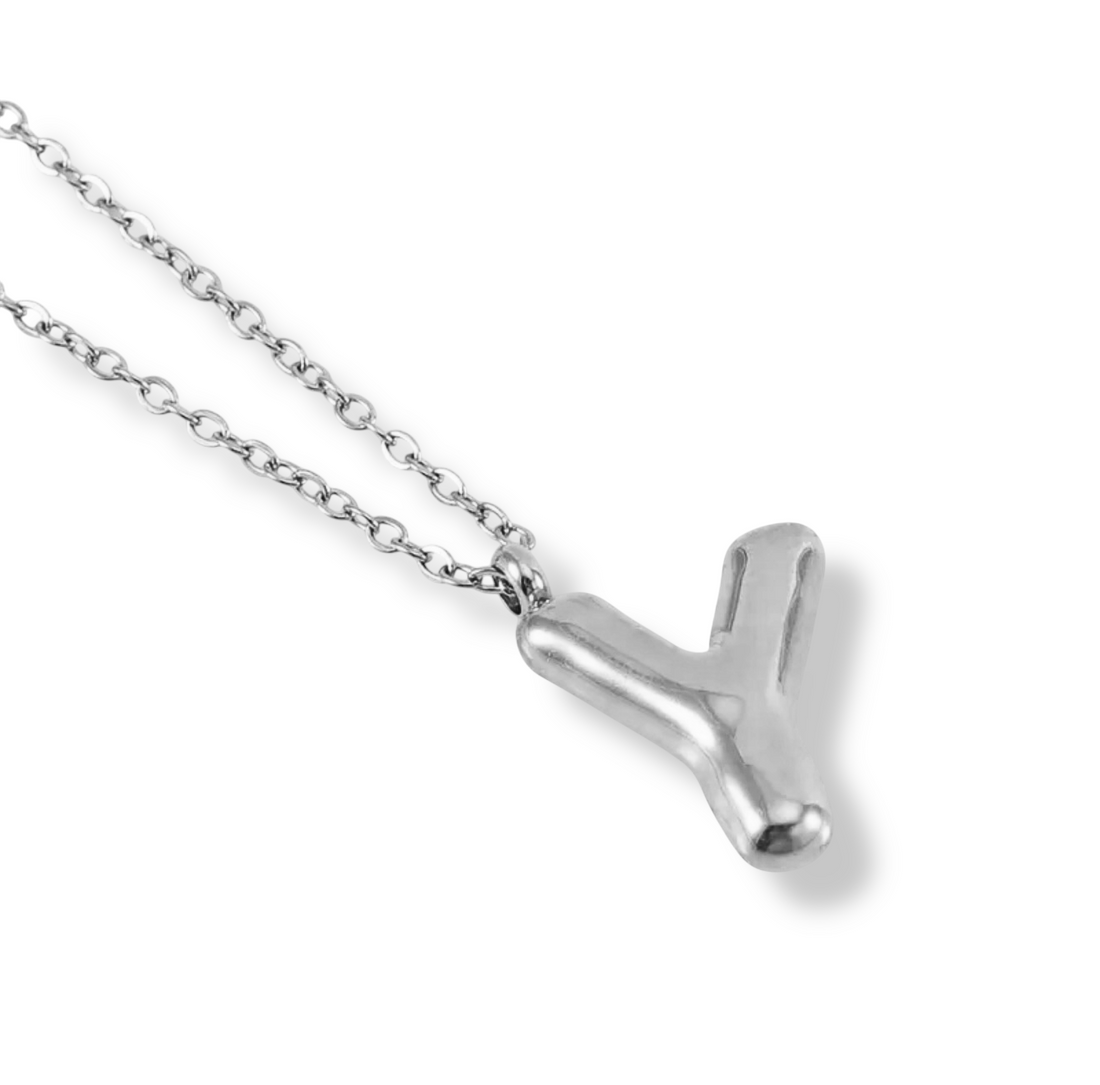 Collar Inicial Globo Plateado