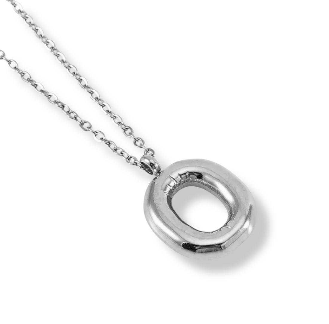 Collar Inicial Globo Plateado