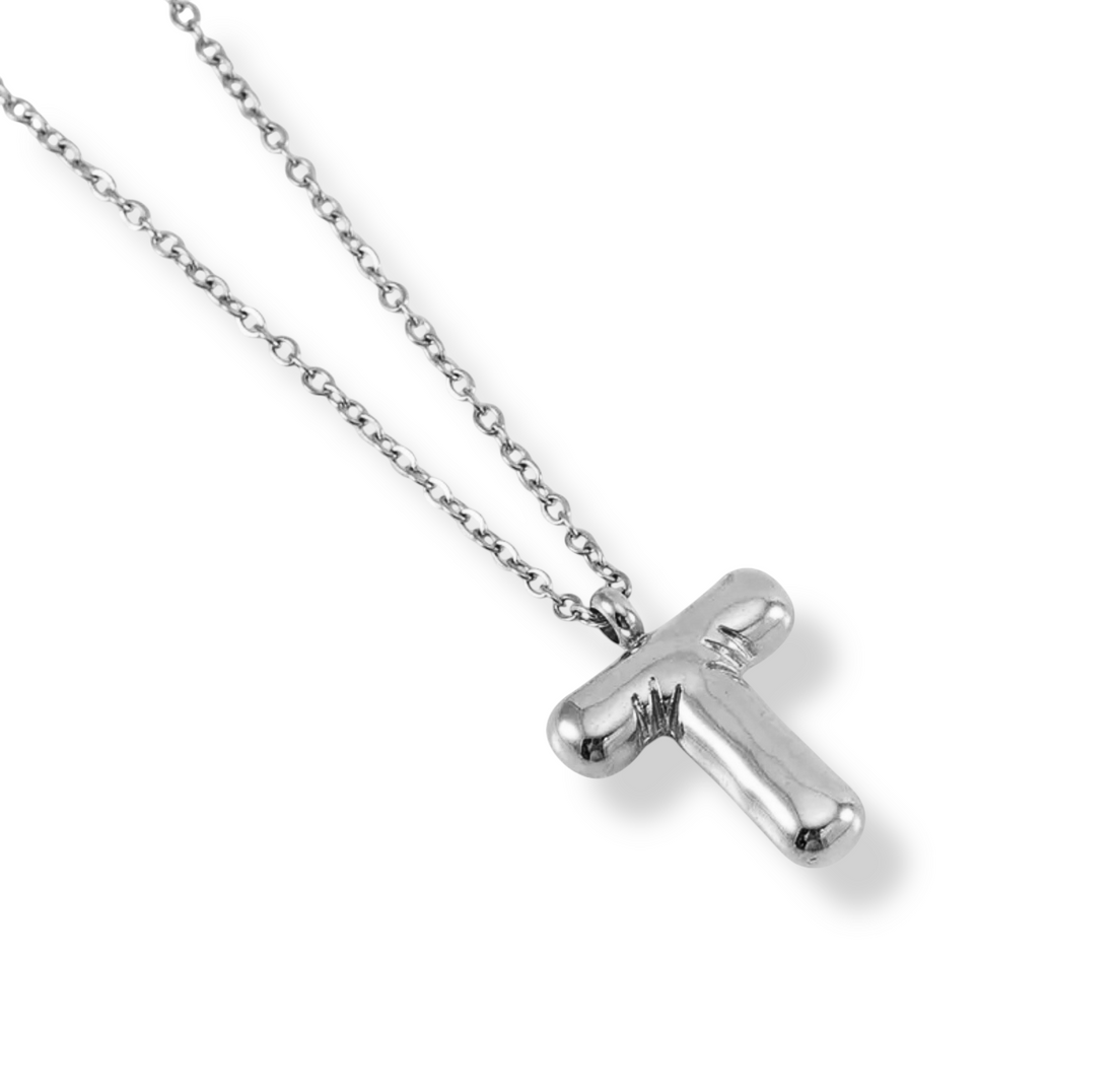 Collar Inicial Globo Plateado