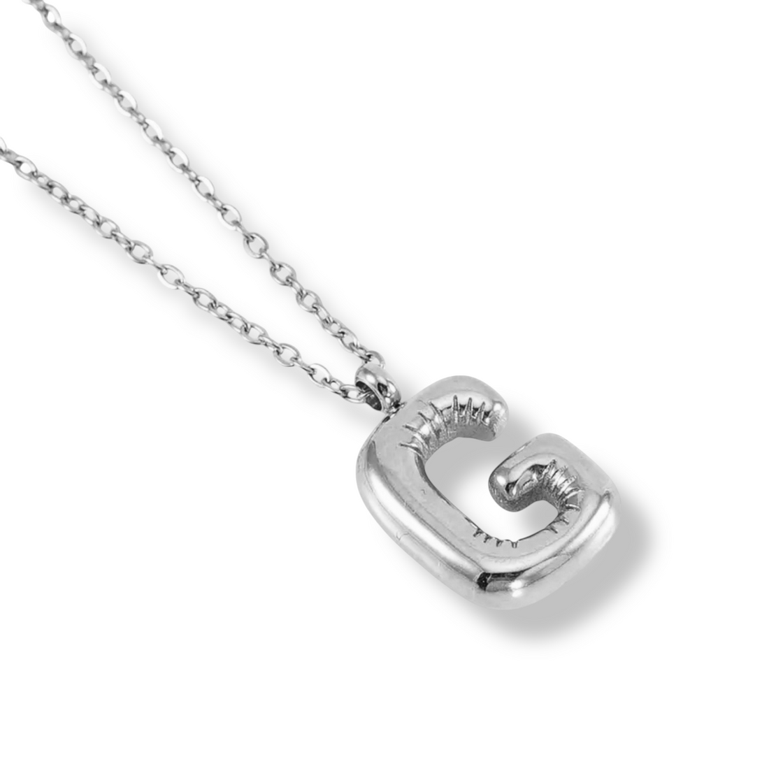 Collar Inicial Globo Plateado