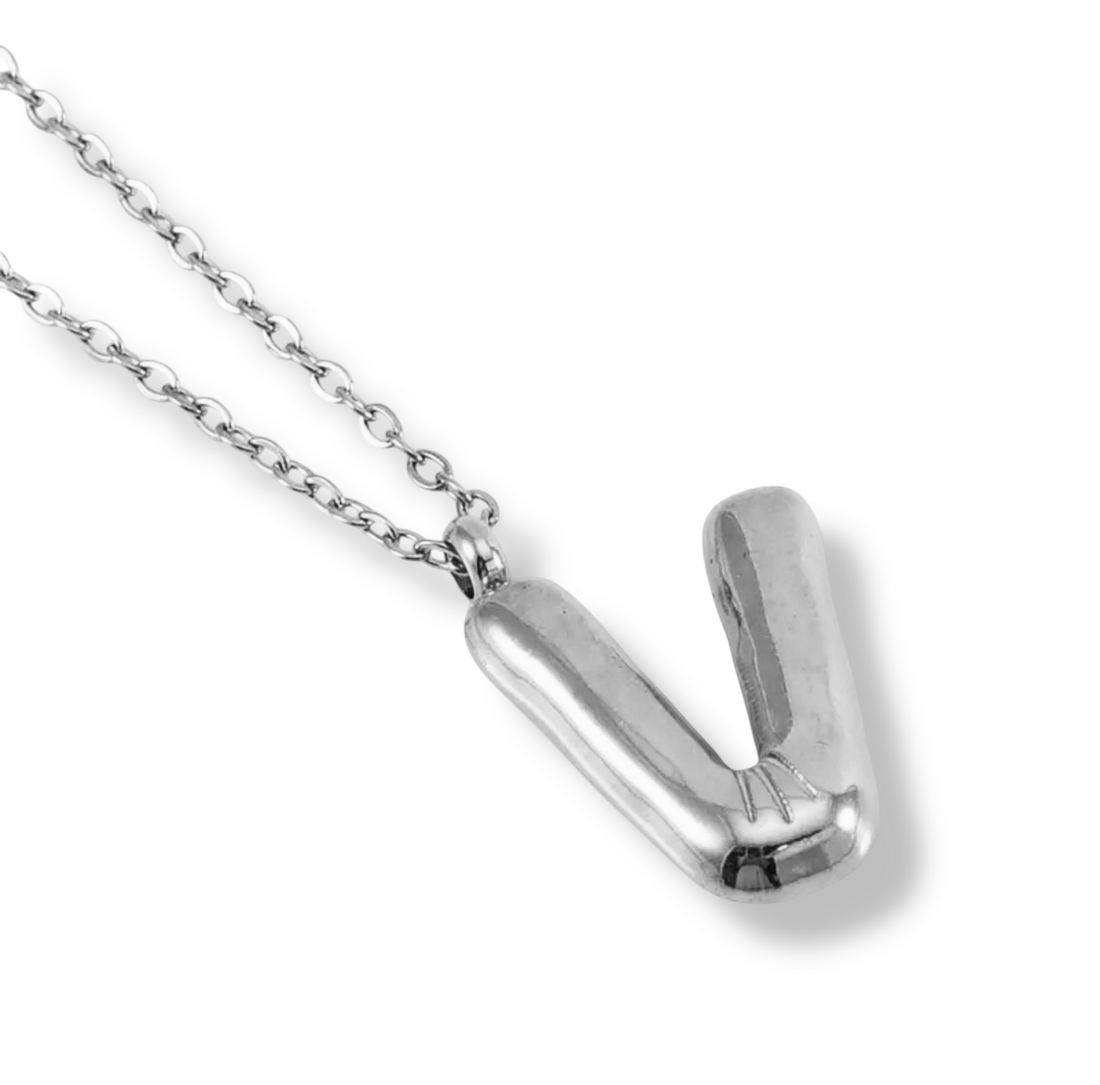 Collar Inicial Globo Plateado