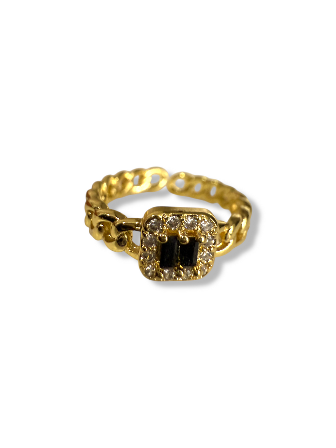 Anillo Eslabón Topacio Negro