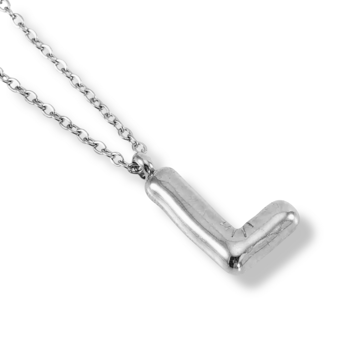 Collar Inicial Globo Plateado