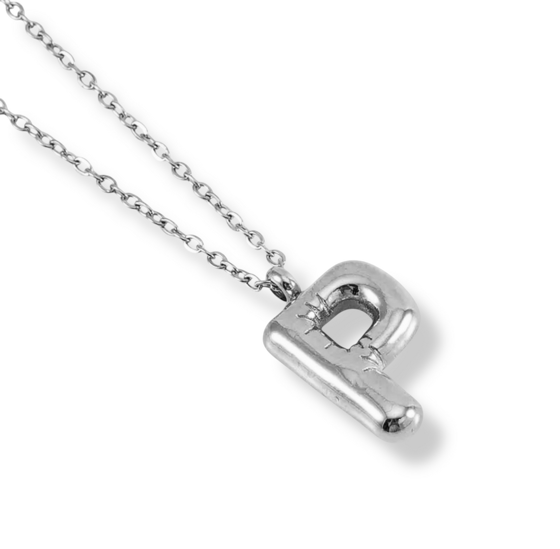 Collar Inicial Globo Plateado